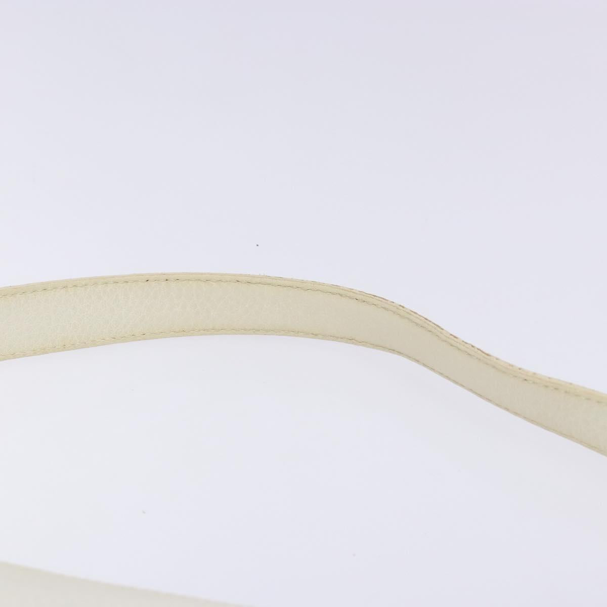 Salvatore Ferragamo Gancini Shoulder Bag Leather White Silver Auth 141105