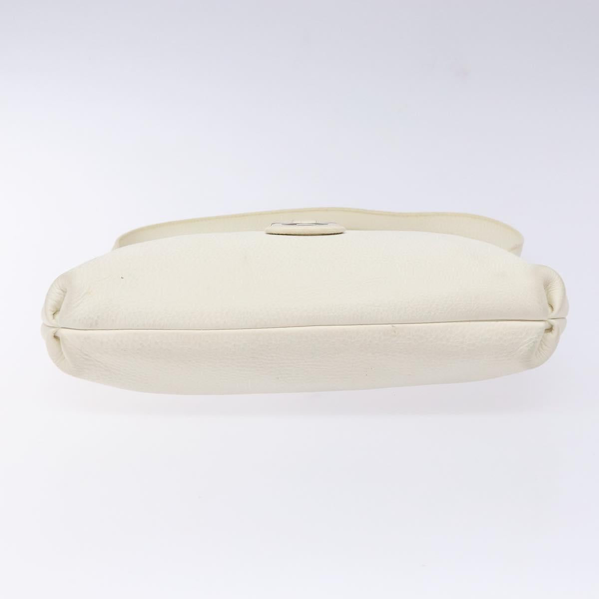 Salvatore Ferragamo Gancini Shoulder Bag Leather White Silver Auth 141105