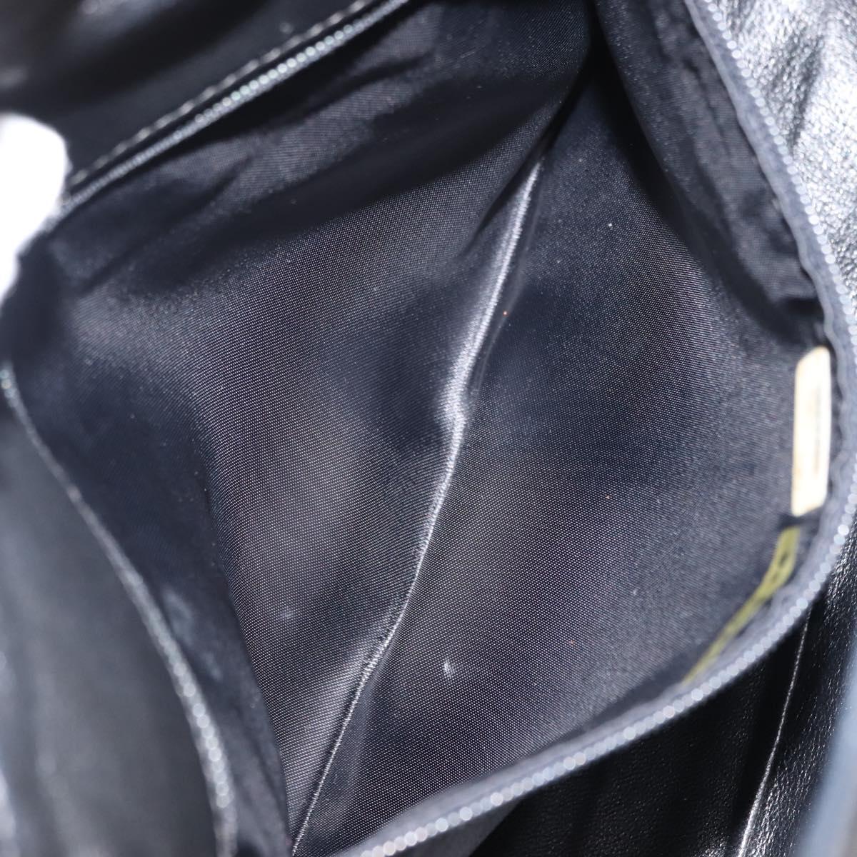 CHANEL Matelasse Shoulder Bag Patent leather Black Gold CC Auth 141133