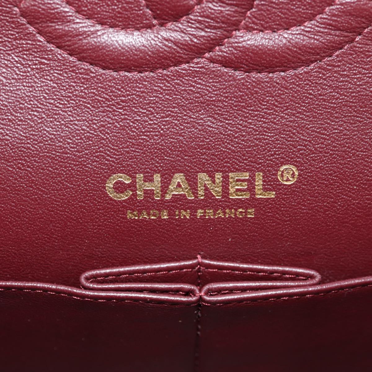 CHANEL Matelasse 25 Double Flap Chain Bag Caviar Skin Black Gold CC Auth 141138M