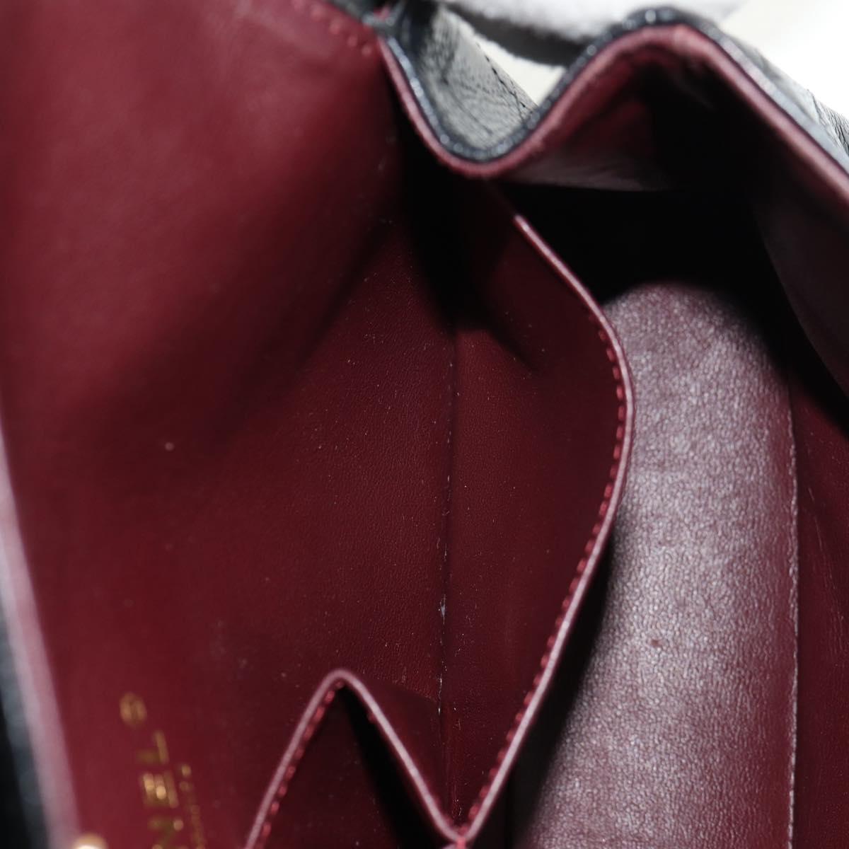 CHANEL Matelasse 25 Double Flap Chain Bag Caviar Skin Black Gold CC Auth 141138M