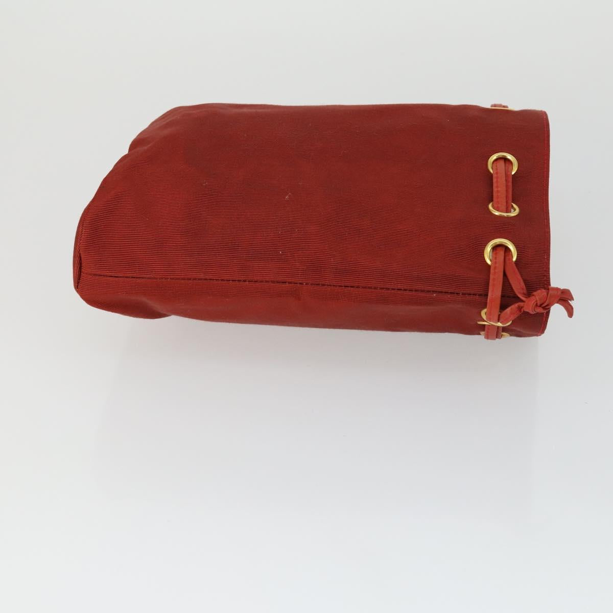 Salvatore Ferragamo Gancini Hand Bag plastic Red Clear beige Auth 141145