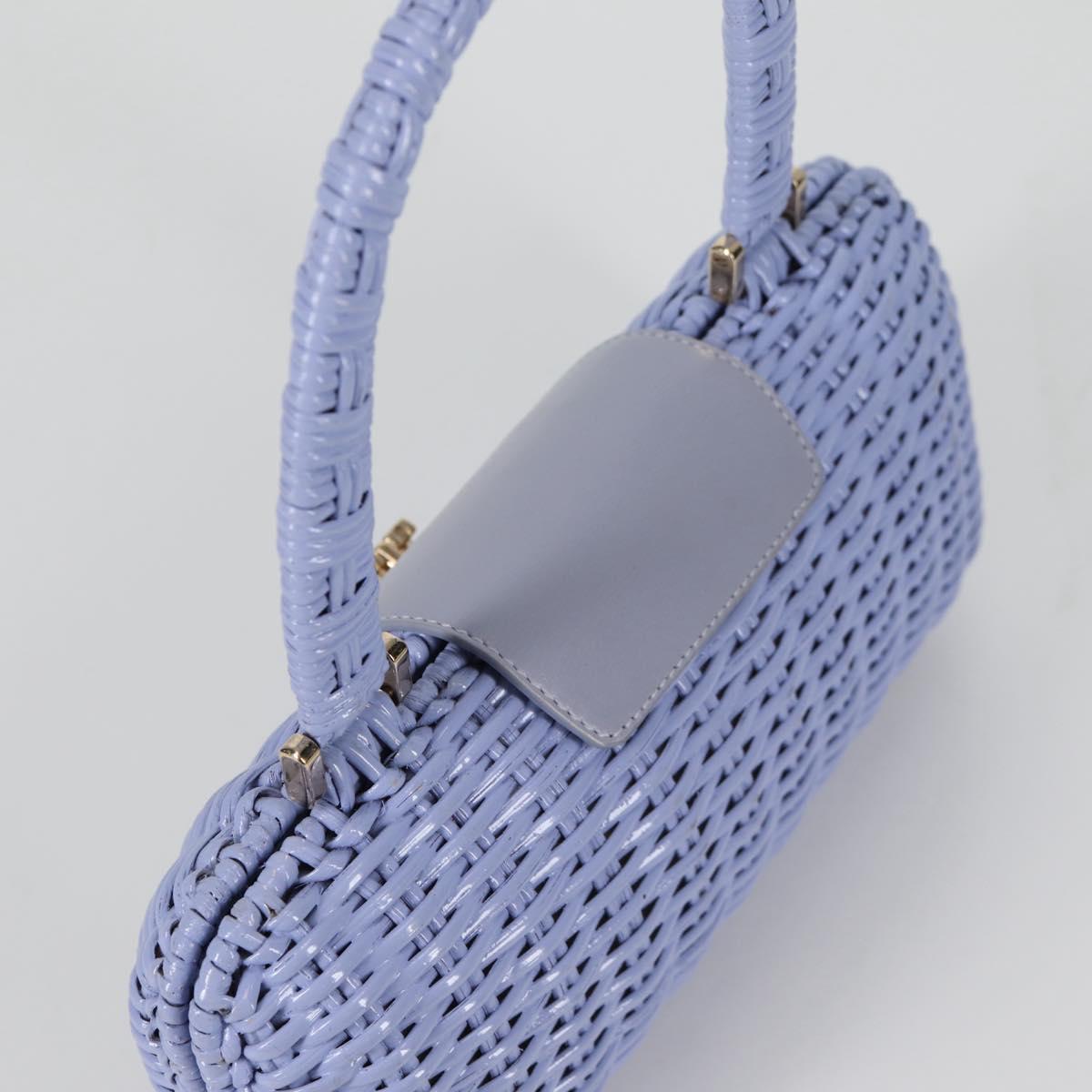 Salvatore Ferragamo Gancini Hand Bag Rattan Purple Gold Auth 141146SAV