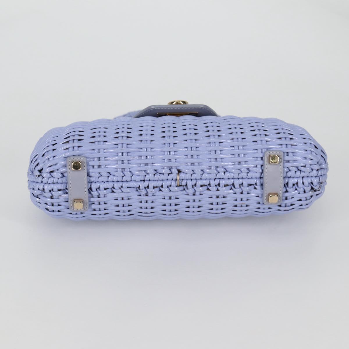 Salvatore Ferragamo Gancini Hand Bag Rattan Purple Gold Auth 141146V