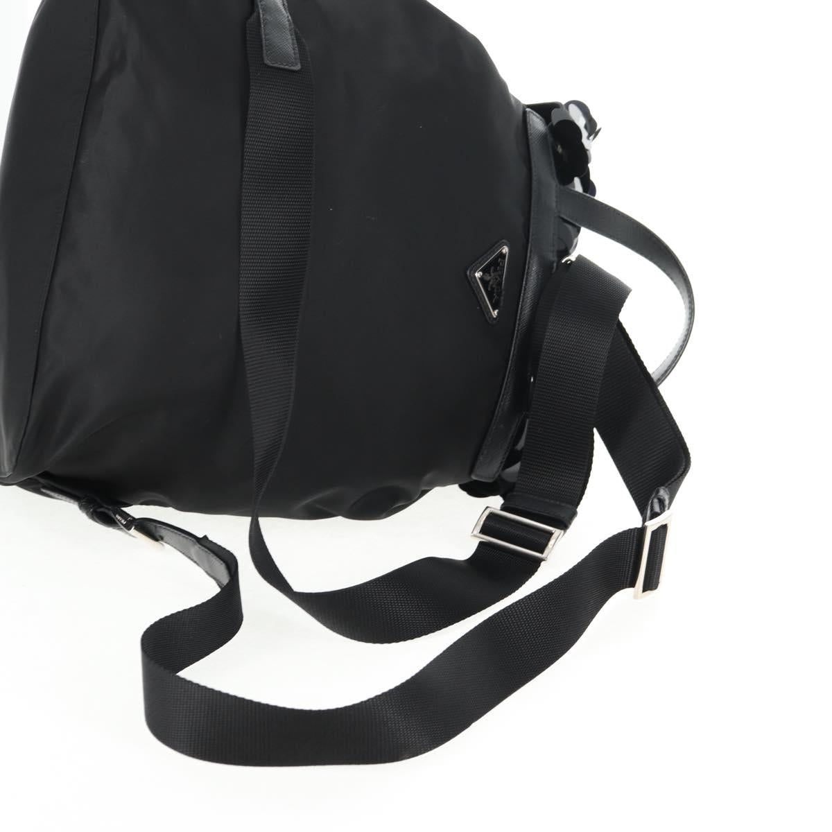 PRADA Sequin Backpack Nylon Black Silver Auth 141151M