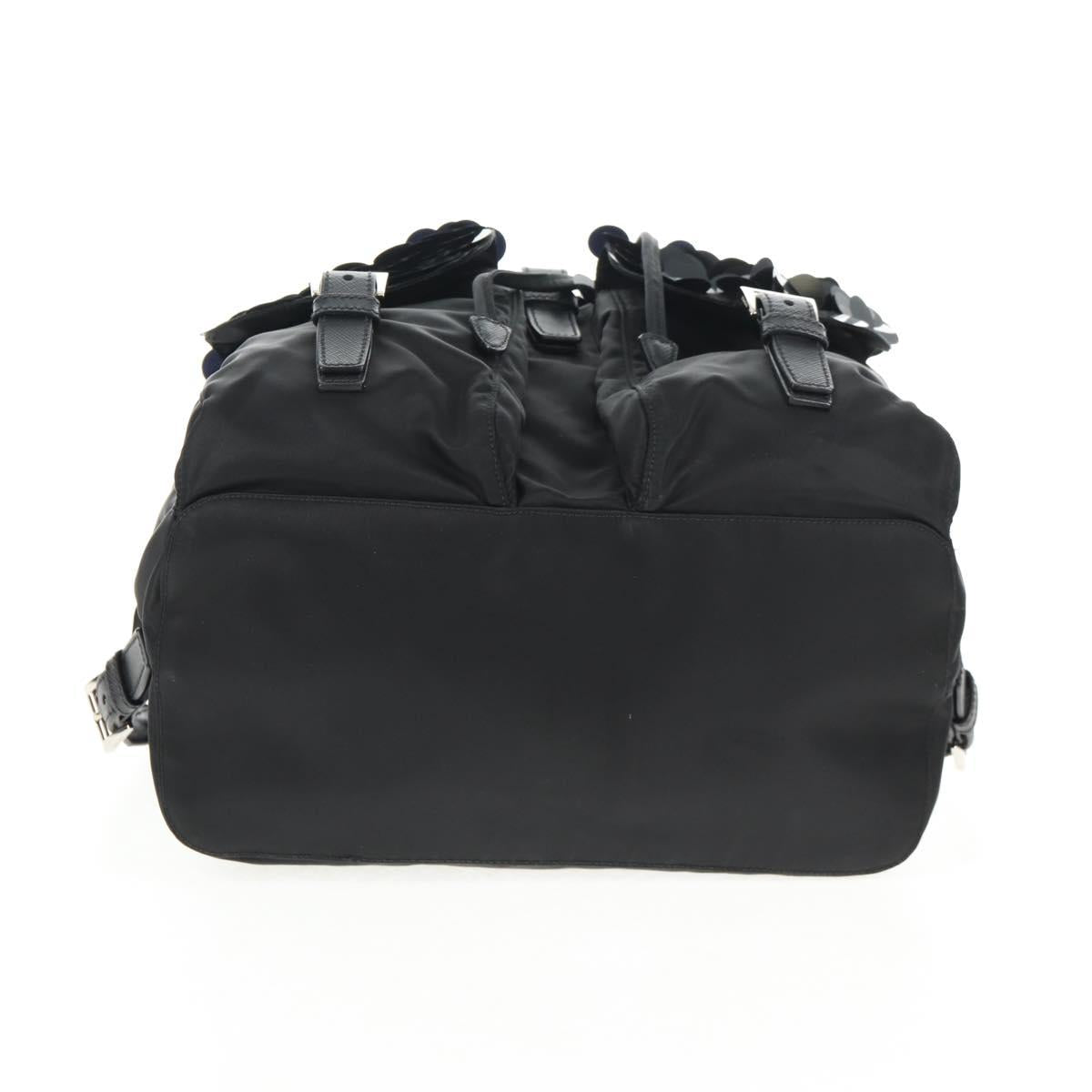 PRADA Sequin Backpack Nylon Black Silver Auth 141151M