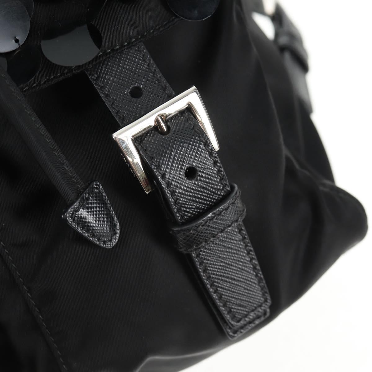 PRADA Sequin Backpack Nylon Black Silver Auth 141151M