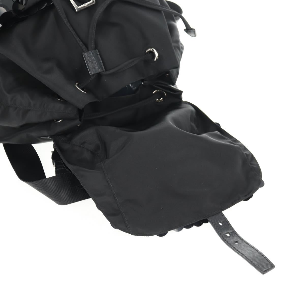 PRADA Sequin Backpack Nylon Black Silver Auth 141151M