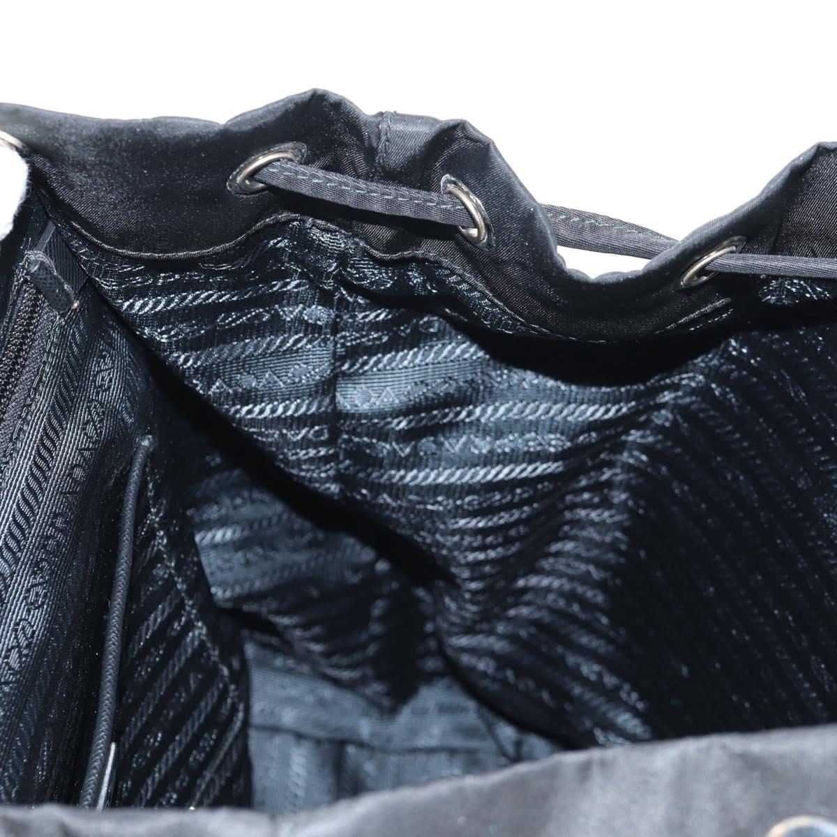 PRADA Sequin Backpack Nylon Black Silver Auth 141151M