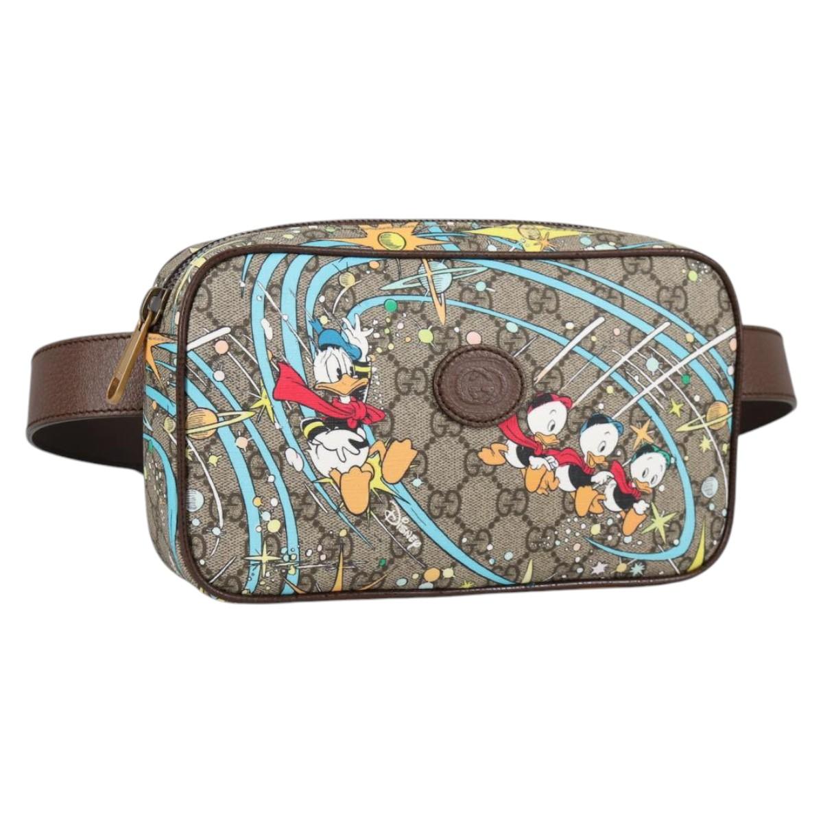 GUCCI GG Supreme Disney Collaboration Waist Bag PVC Beige 602695 Auth 141153SM