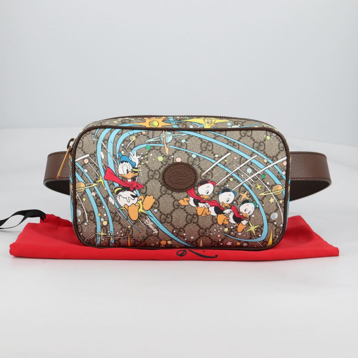 GUCCI GG Supreme Disney Collaboration Waist Bag PVC Beige 602695 Auth 141153SM