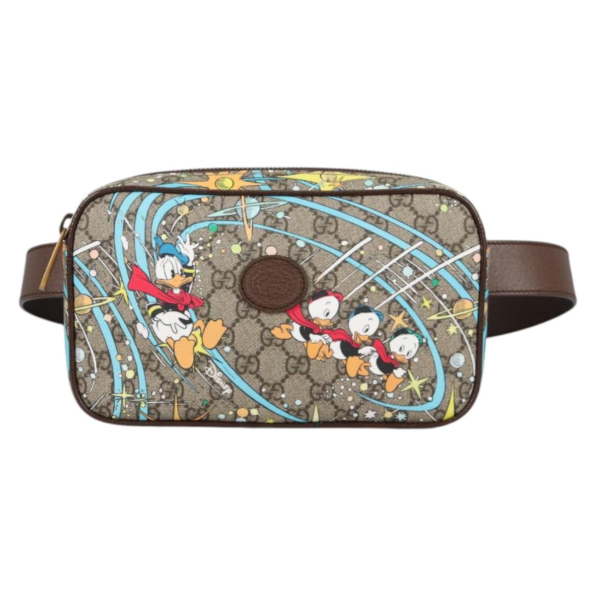 GUCCI GG Supreme Disney Collaboration Waist Bag PVC Beige 602695 Auth 141153SM