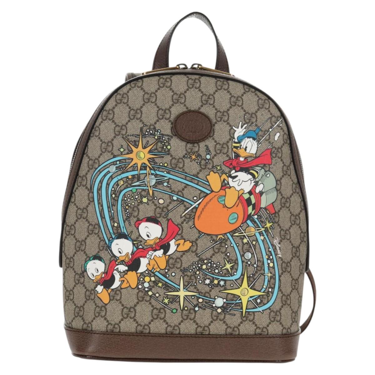 GUCCI GG Supreme Disney Collaboration Backpack PVC Beige Gold 552884 Auth141154M