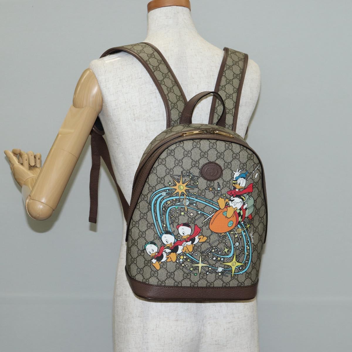 GUCCI GG Supreme Disney Collaboration Backpack PVC Beige Gold 552884 Auth141154M