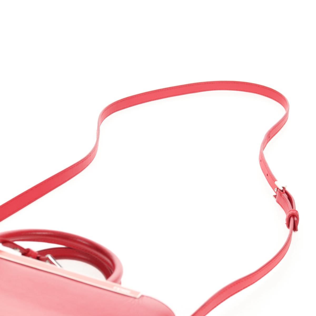 FENDI Petite To Jules Hand Bag Leather 2way Red Silver Auth 141158V