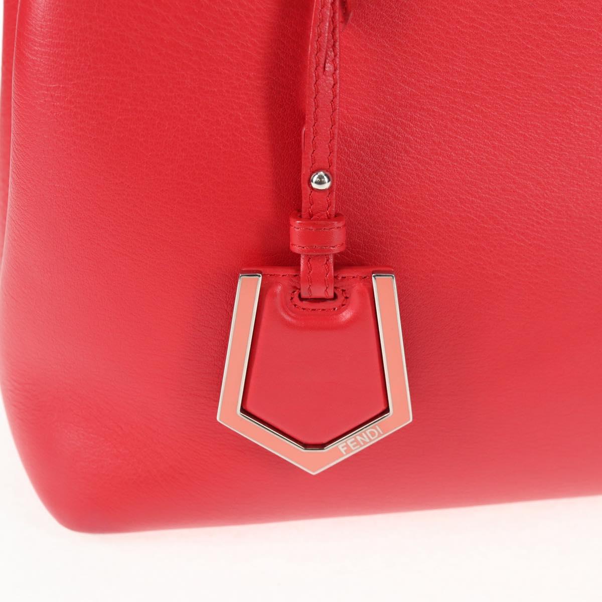 FENDI Petite To Jules Hand Bag Leather 2way Red Silver Auth 141158V