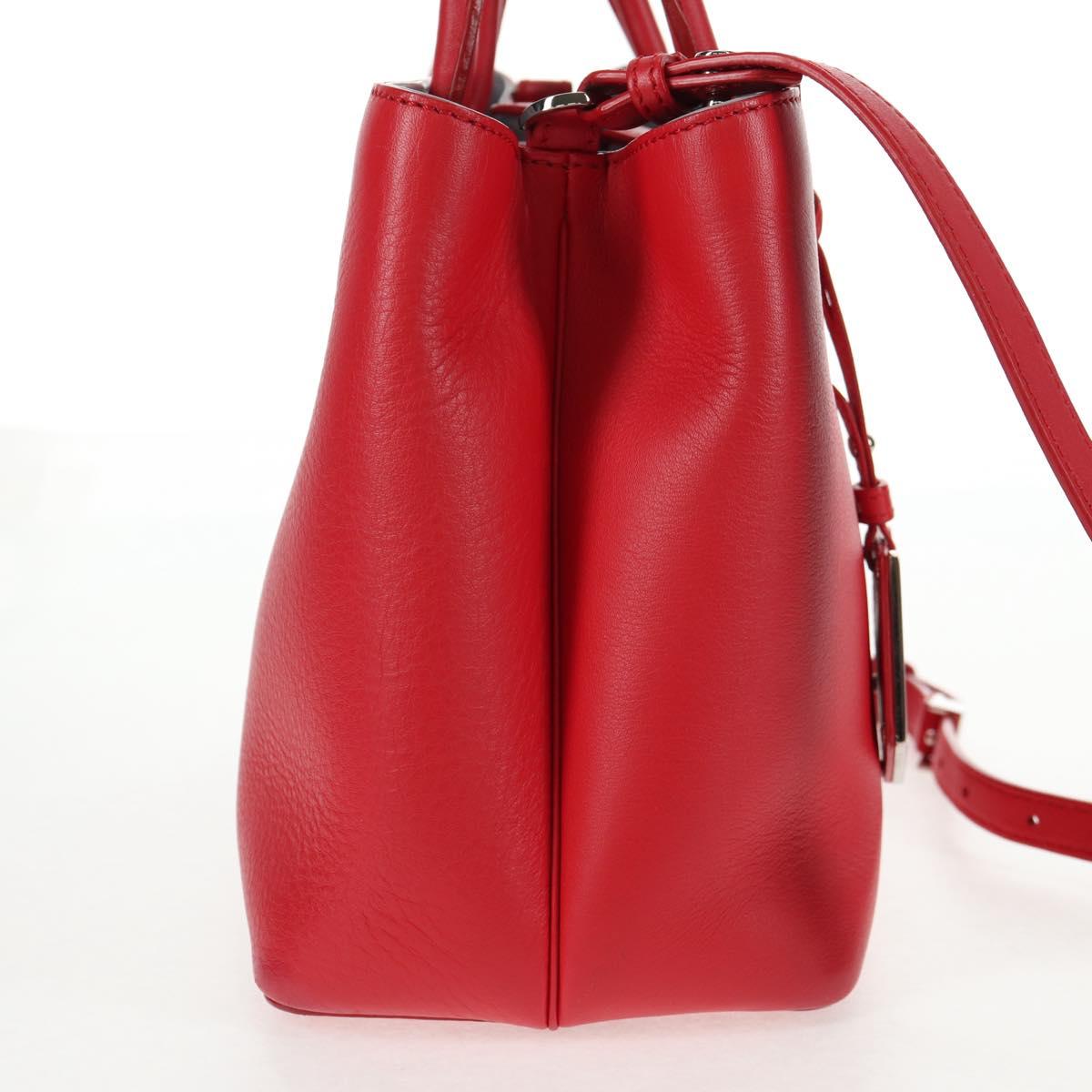 FENDI Petite To Jules Hand Bag Leather 2way Red Silver Auth 141158V