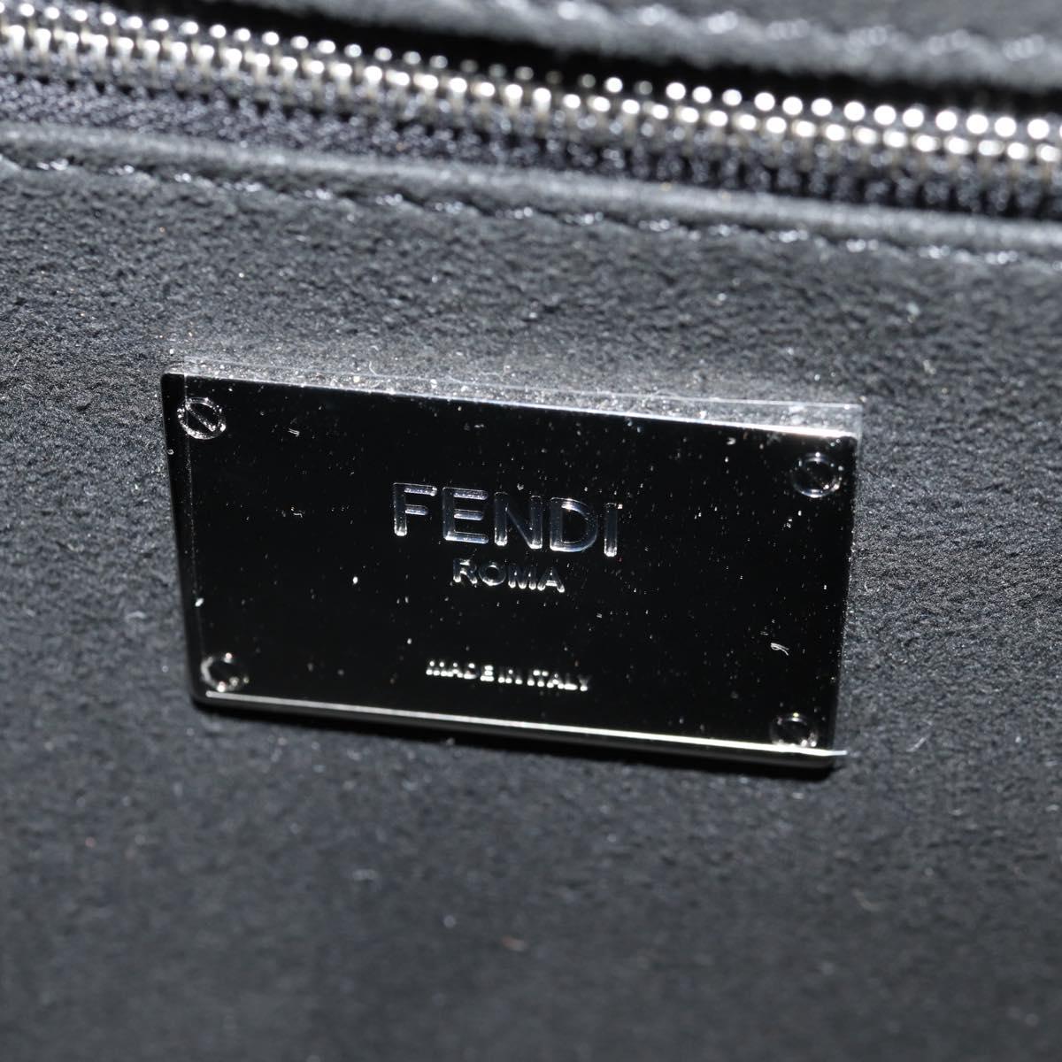 FENDI Zucca Canvas Baguette Messenger Medium Bag Black Silver Auth 141163M