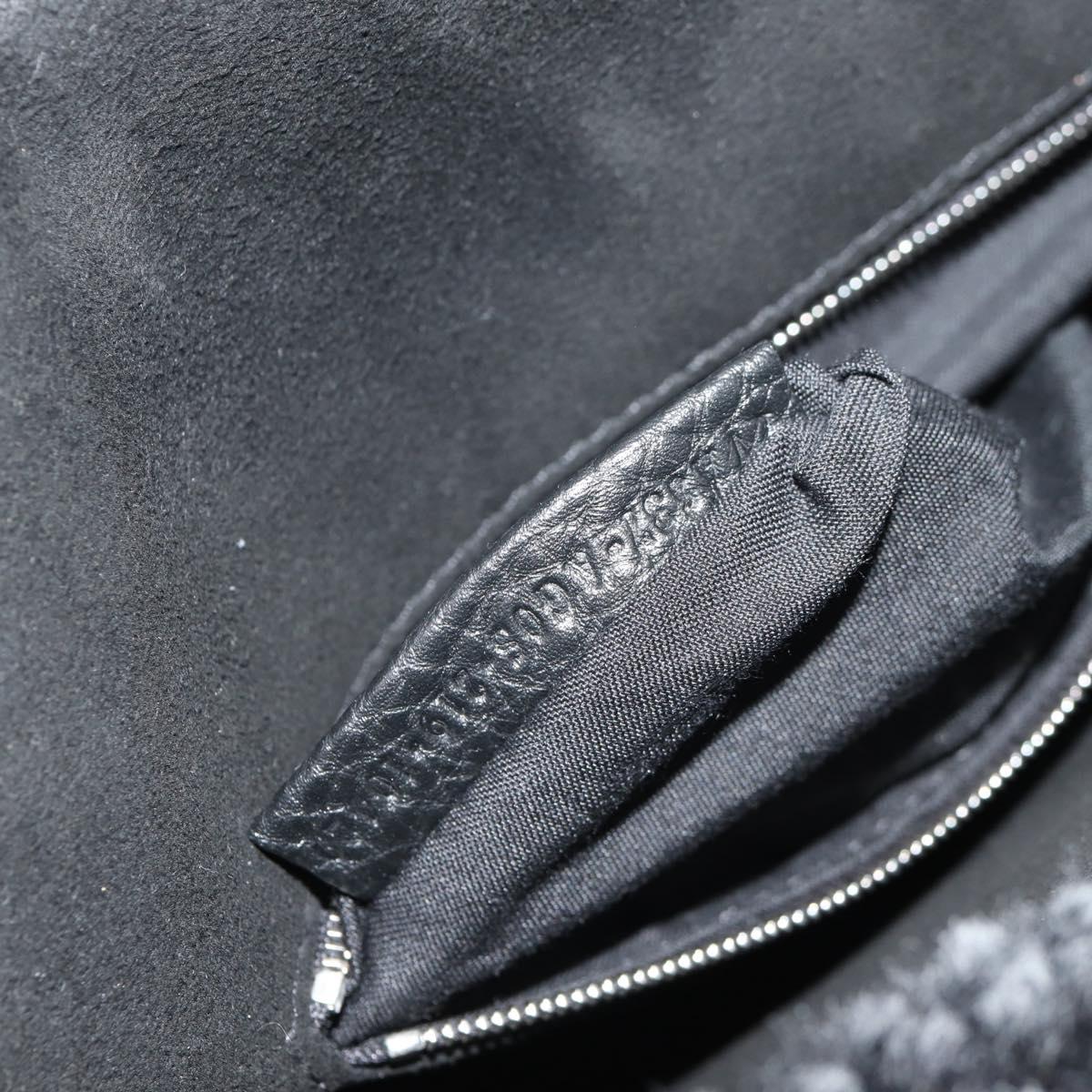 FENDI Zucca Canvas Baguette Messenger Medium Bag Black Silver Auth 141163M