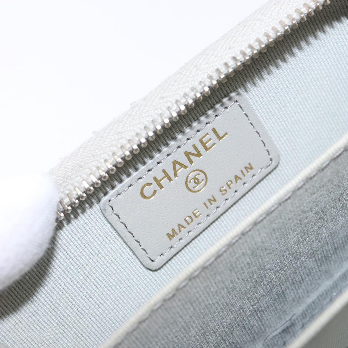 CHANEL Matelasse Wallet Lamb Skin Ivory Gold CC Auth 141169