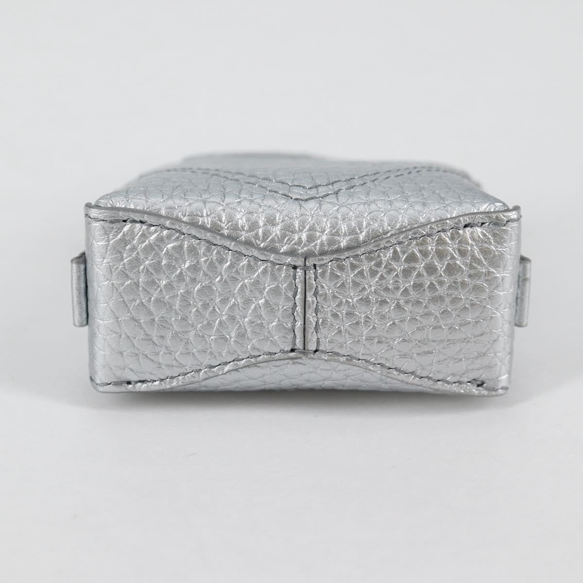 TIFFANY&Co. Return To Micro Tote Charm Leather Silver Auth 141171M