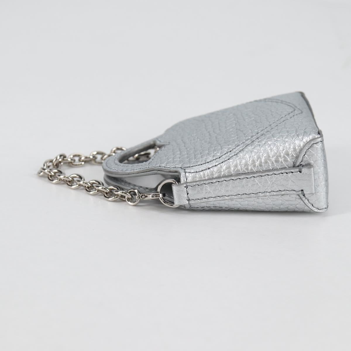 TIFFANY&Co. Return To Micro Tote Charm Leather Silver Auth 141171M