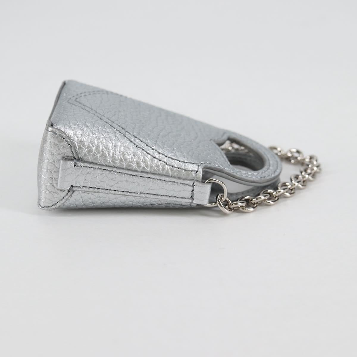 TIFFANY&Co. Return To Micro Tote Charm Leather Silver Auth 141171M