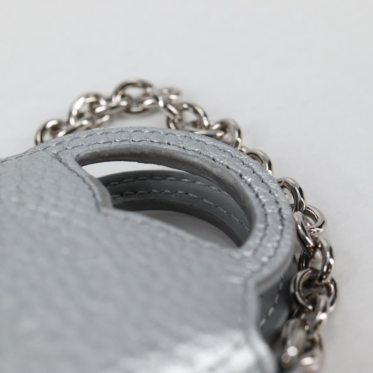 TIFFANY&Co. Return To Micro Tote Charm Leather Silver Auth 141171M