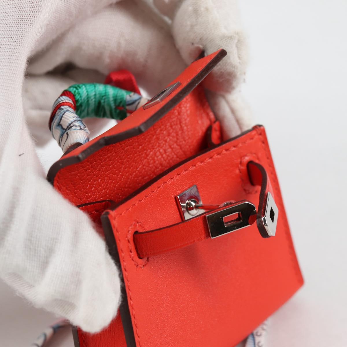 HERMES Micro Kelly Bag Charm Leather Orange Auth 141175SM