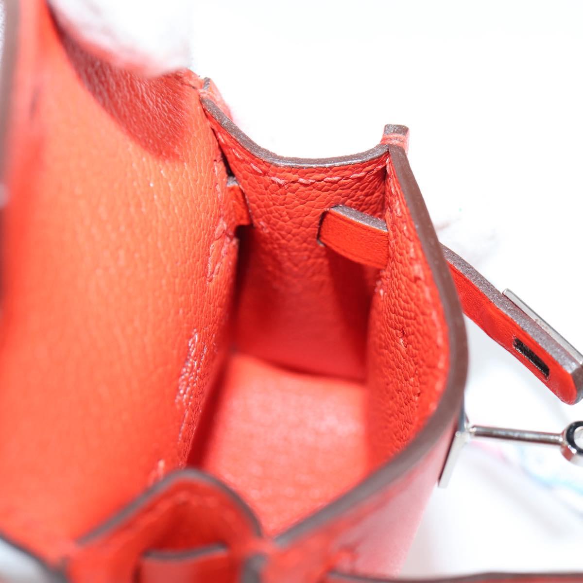 HERMES Micro Kelly Bag Charm Leather Orange Auth 141175SM