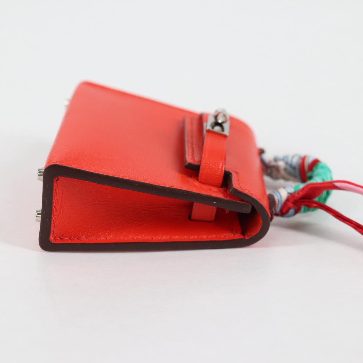 HERMES Micro Kelly Bag Charm Leather Orange Auth 141175SM