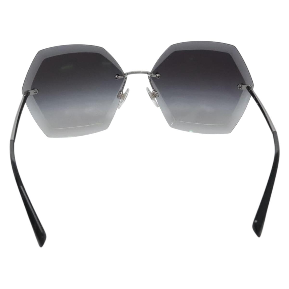 CHANEL Sunglasses metal Silver tone CC Auth 141178M