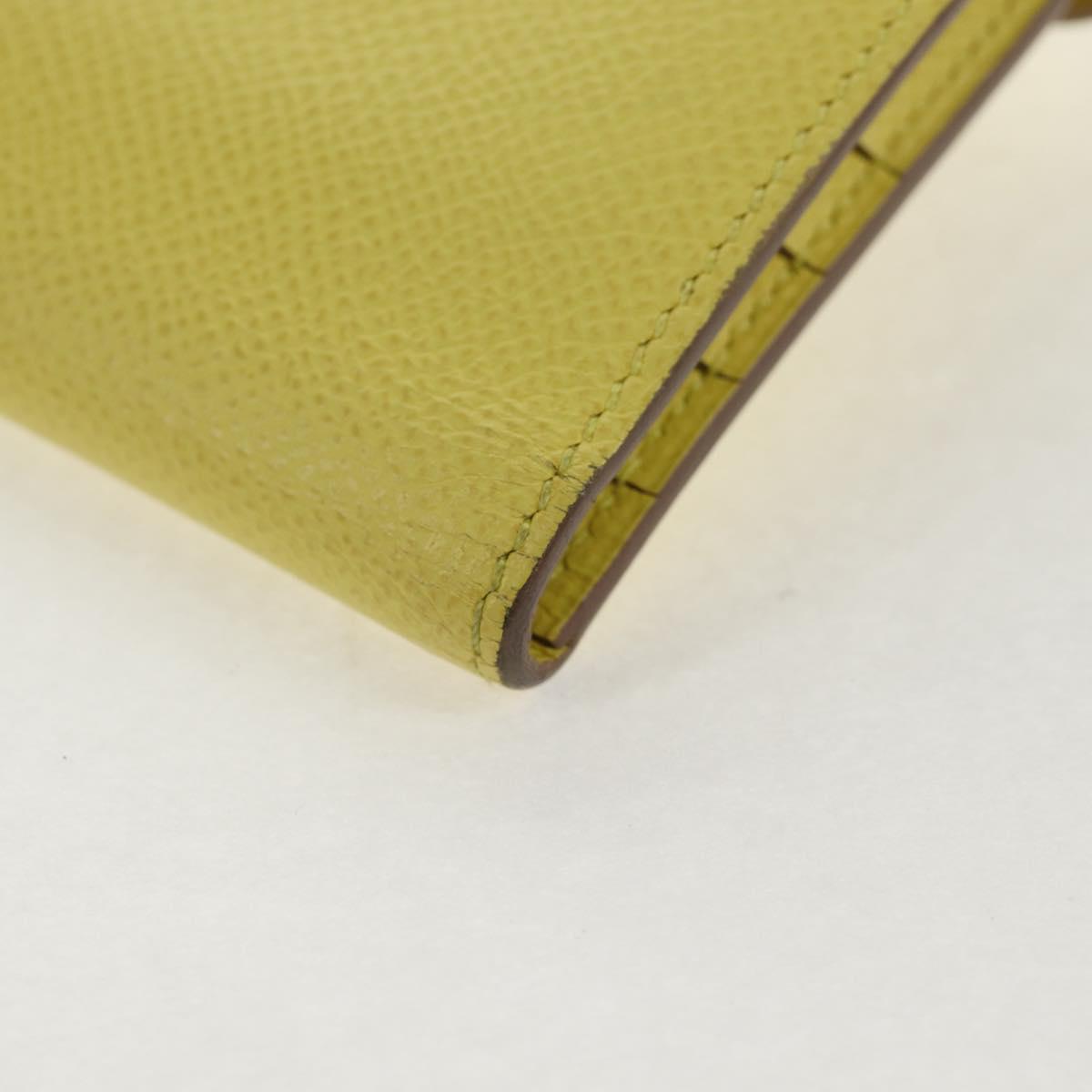 HERMES Kelly Long Wallet Leather Yellow Silver Auth 141186M