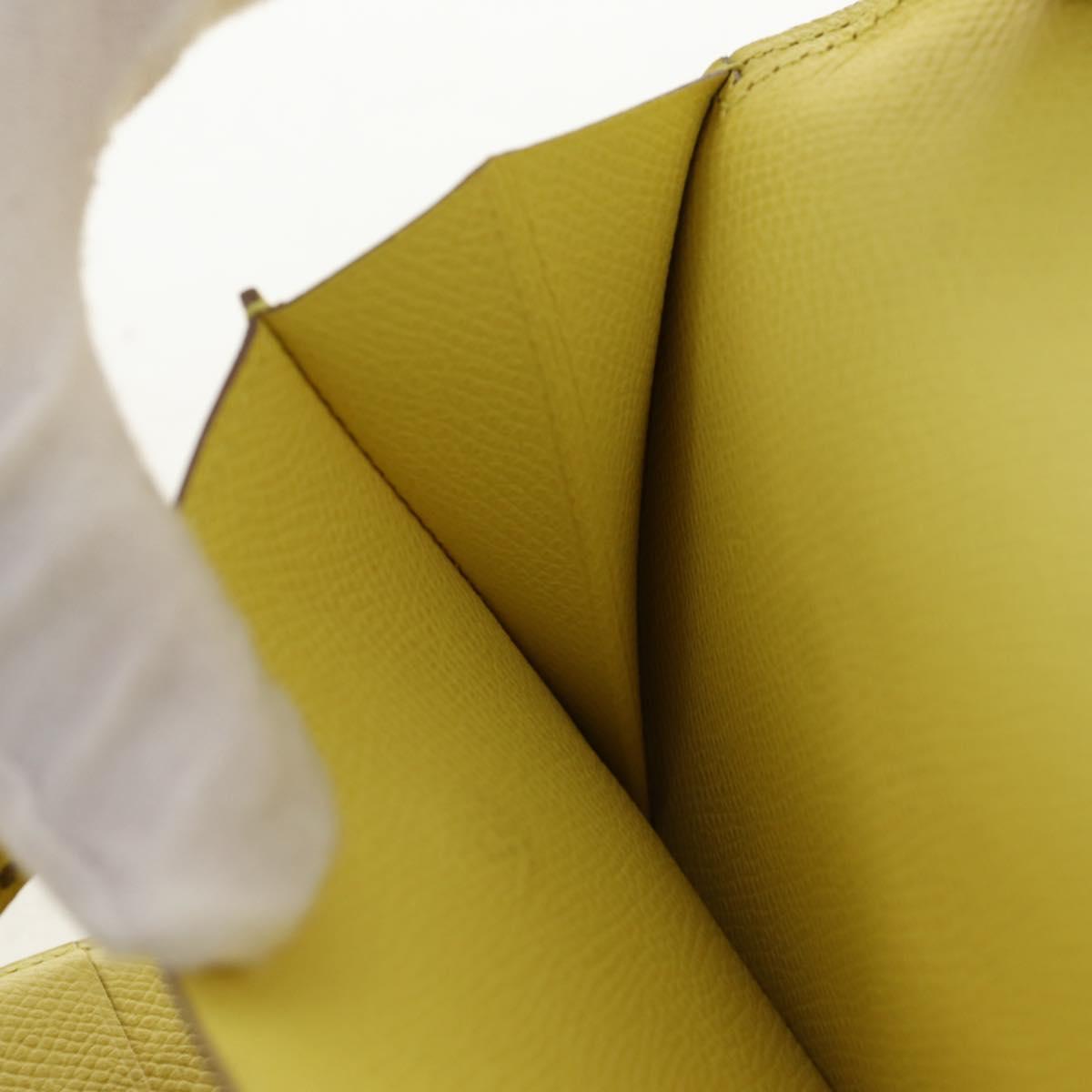HERMES Kelly Long Wallet Leather Yellow Silver Auth 141186M
