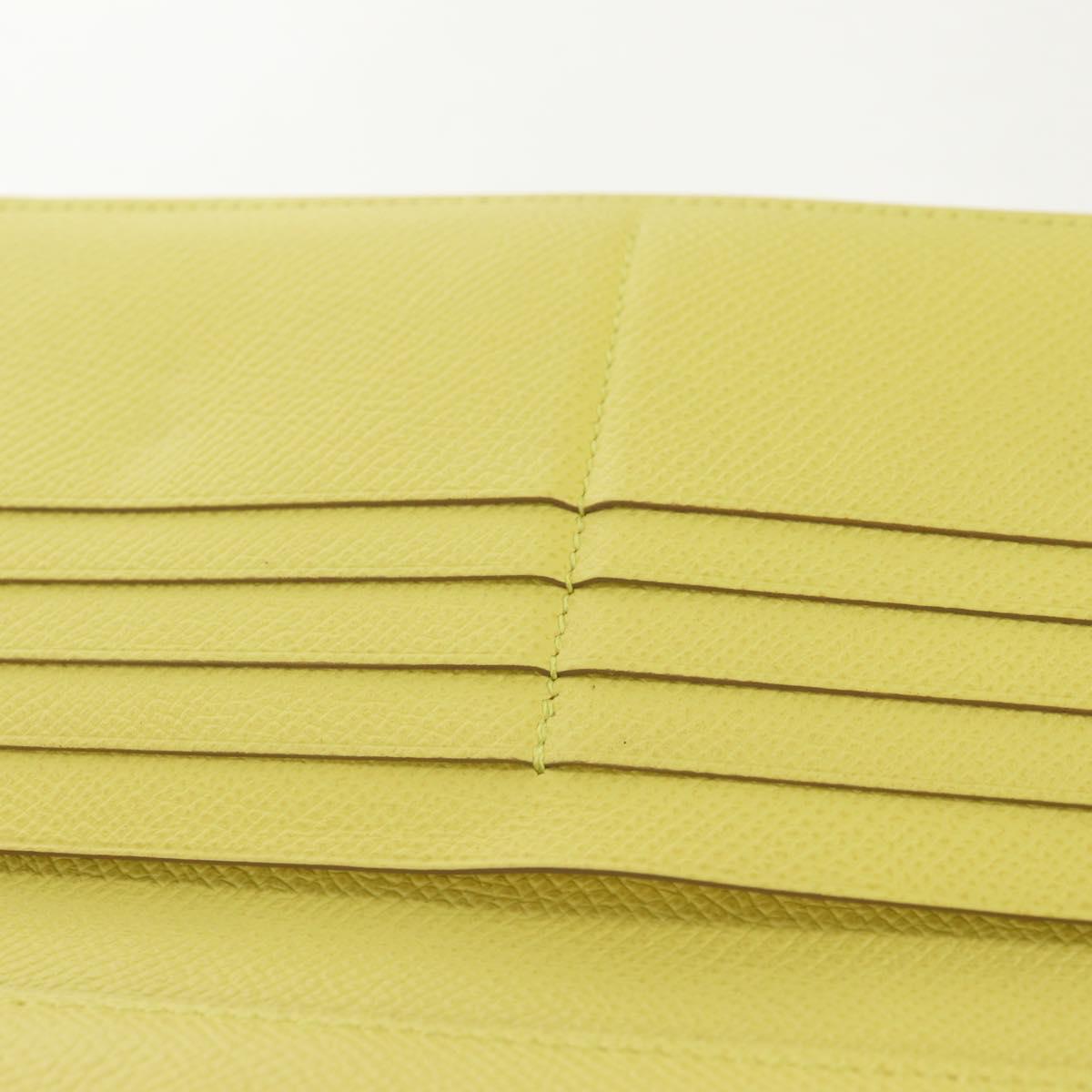 HERMES Kelly Long Wallet Leather Yellow Silver Auth 141186M