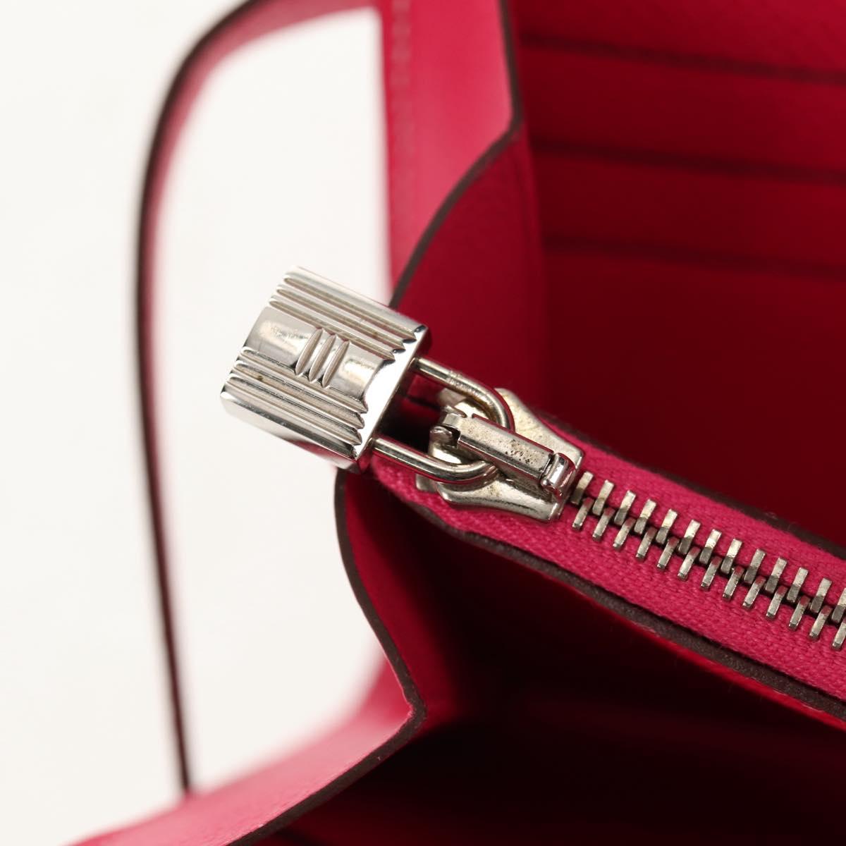 HERMES Kelly Long Wallet Leather Pink Silver Auth 141187M