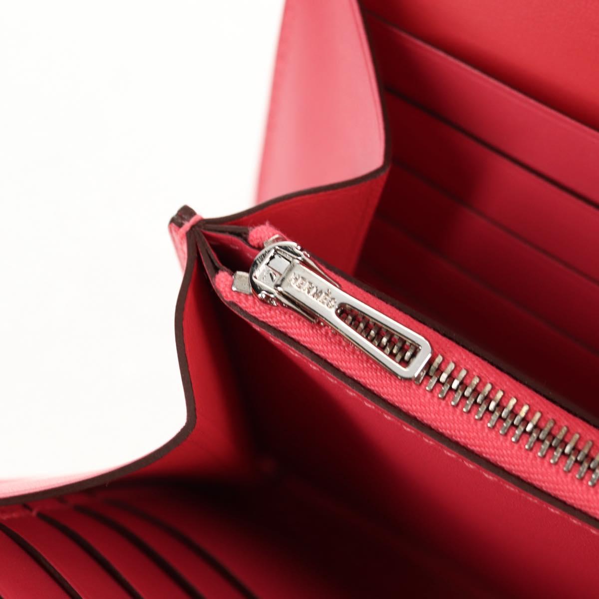 HERMES Constance Long Wallet Leather Pink Auth 141188M