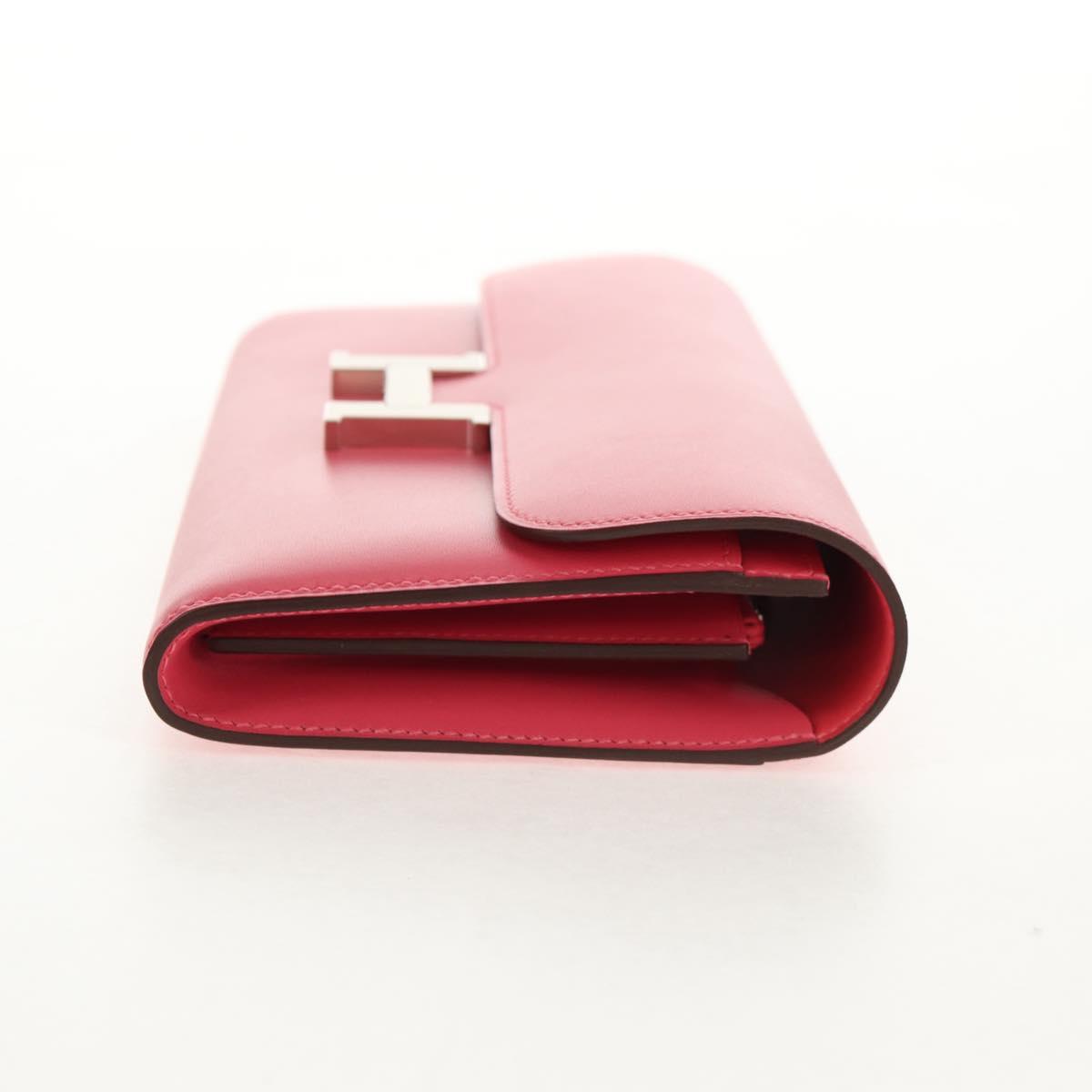 HERMES Constance Long Wallet Leather Pink Auth 141188M