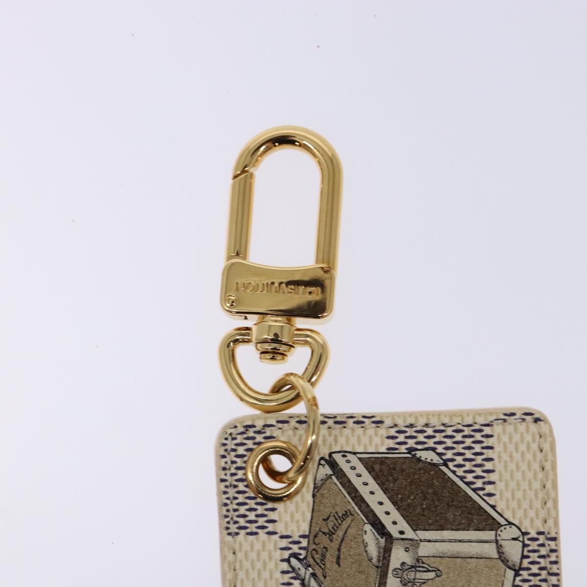 LOUIS VUITTON Damier Azur Porte Cles Afish Key Ring M66178 LV Auth 141200