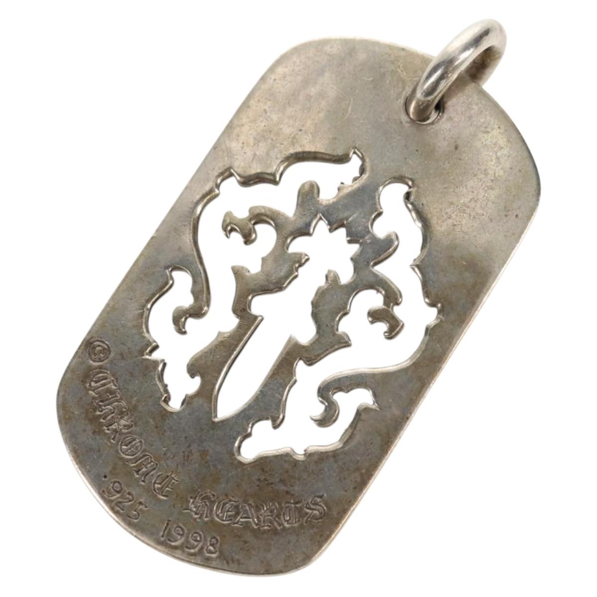 Chrome Hearts Pendant Top Cutout Dagger Dog Tag Ag925 Silver Auth 141204M