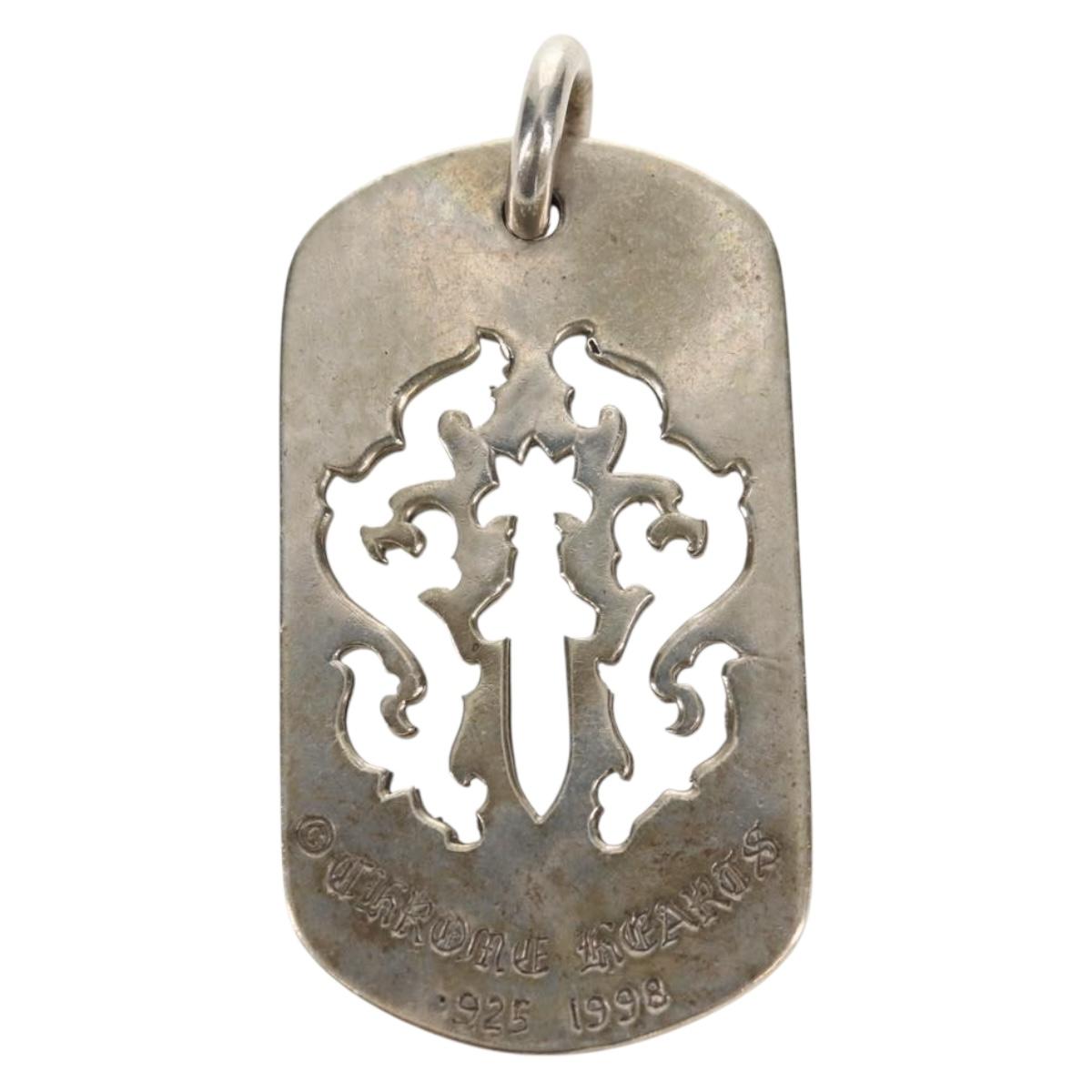 Chrome Hearts Pendant Top Cutout Dagger Dog Tag Ag925 Silver Auth 141204M
