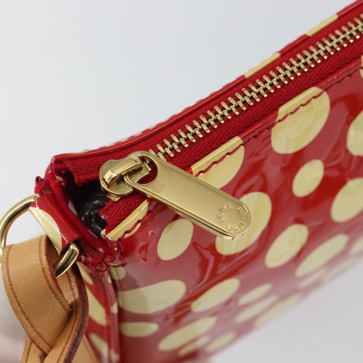 LOUIS VUITTON Vernis Yayoi Kusama Pochette Accessoires Red M91428 Auth 141217SM