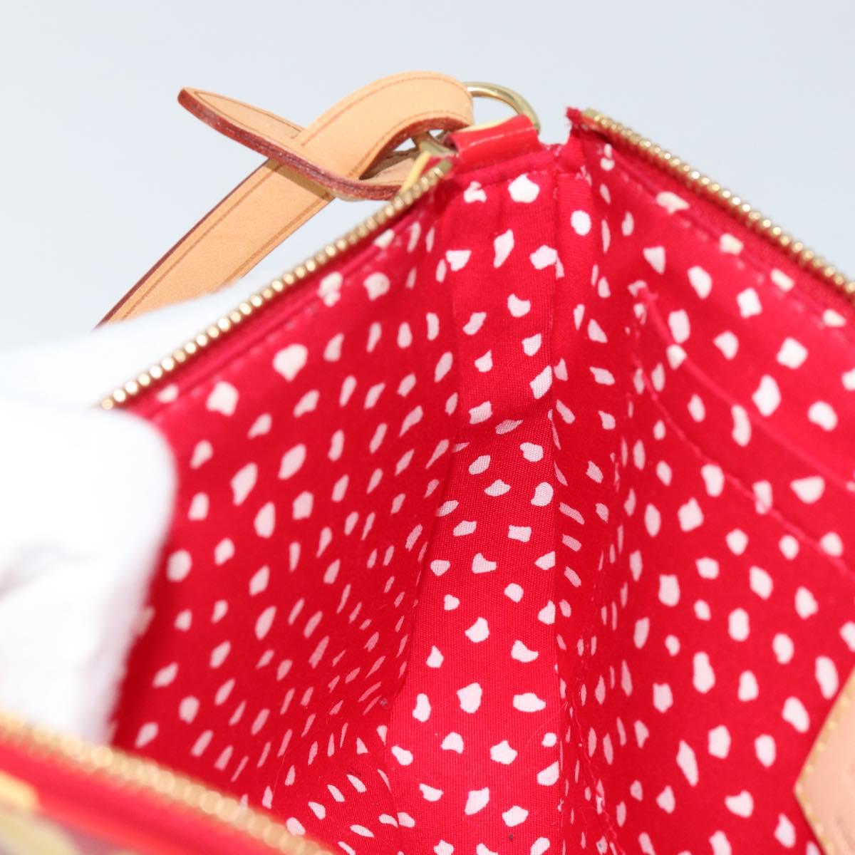 LOUIS VUITTON Vernis Yayoi Kusama Pochette Accessoires Red M91428 Auth 141217SM