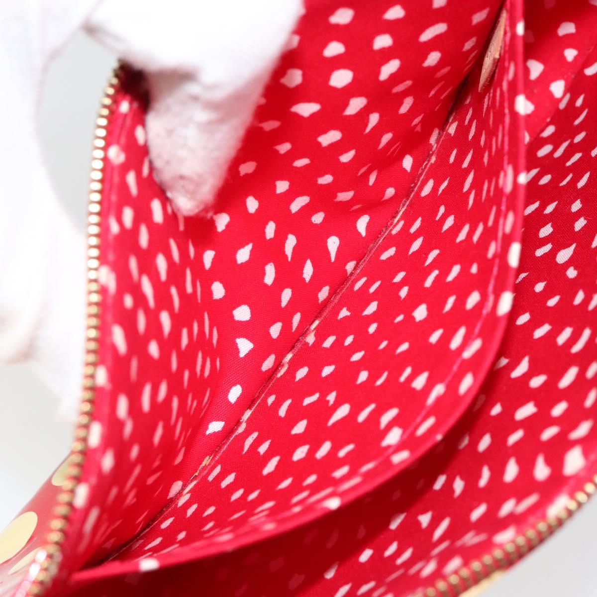 LOUIS VUITTON Vernis Yayoi Kusama Pochette Accessoires Red M91428 Auth 141217SM