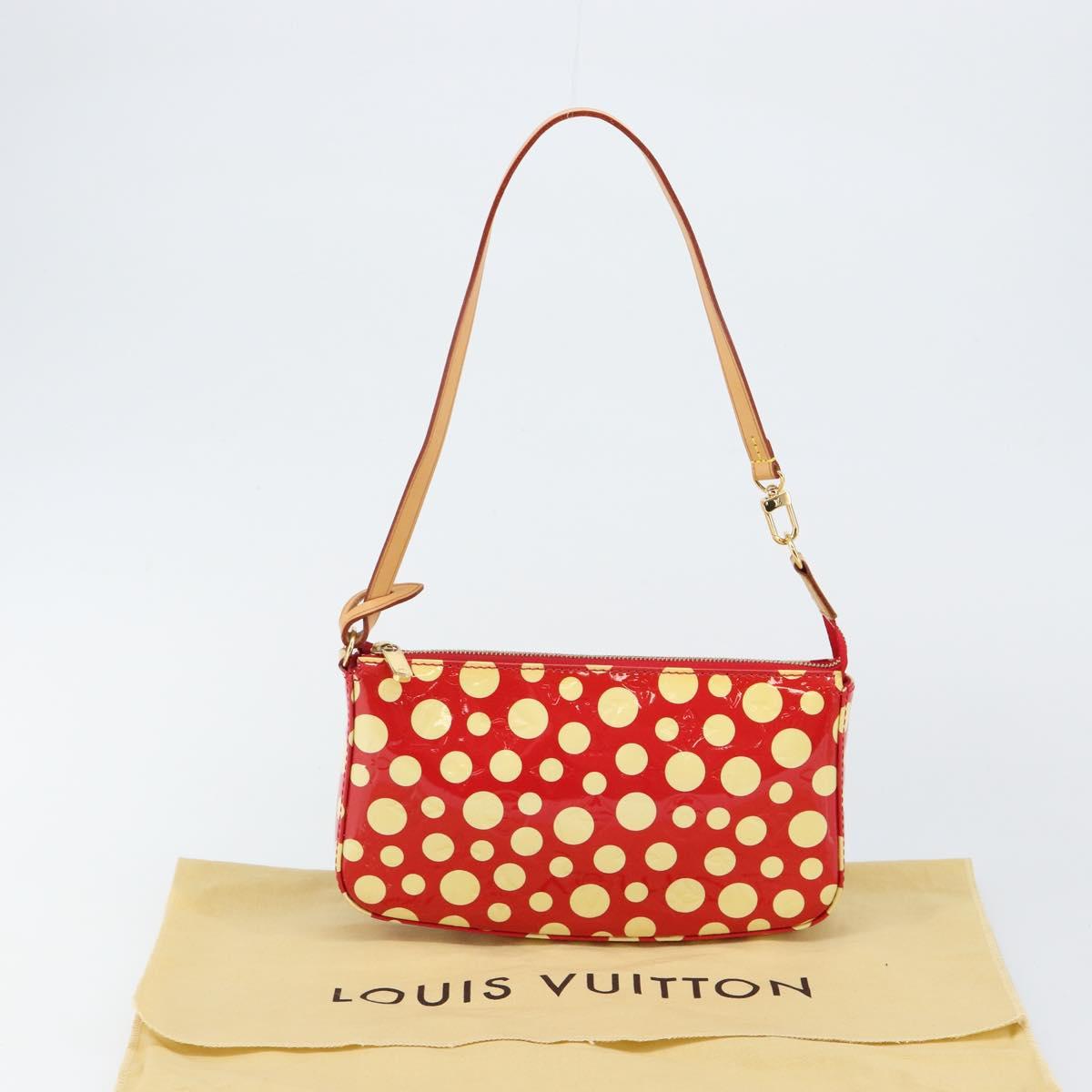 LOUIS VUITTON Vernis Yayoi Kusama Pochette Accessoires Red M91428 Auth 141217SM