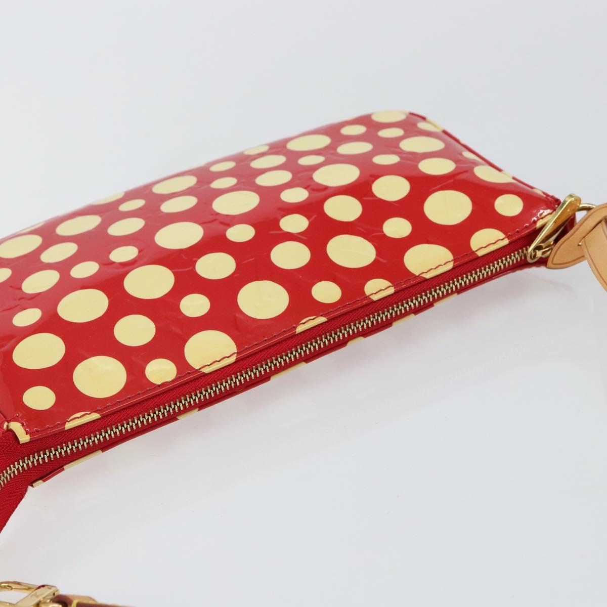 LOUIS VUITTON Vernis Yayoi Kusama Pochette Accessoires Red M91428 Auth 141217SM