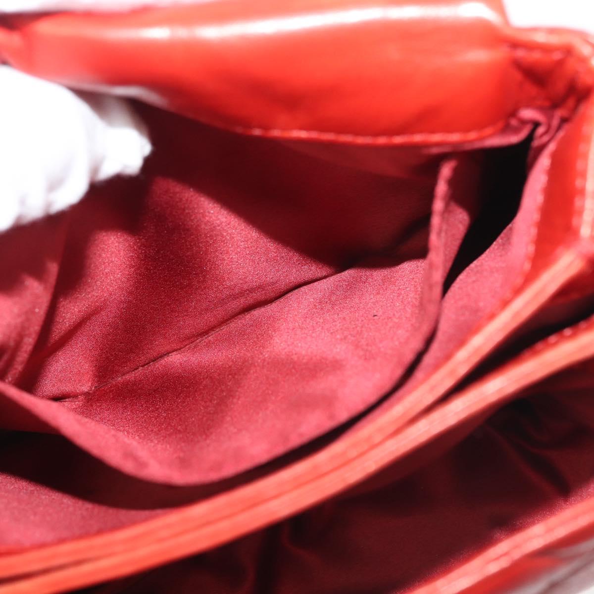 CHANEL Matelasse Chain Shoulder Bag Lamb Skin Red CC Auth 141220