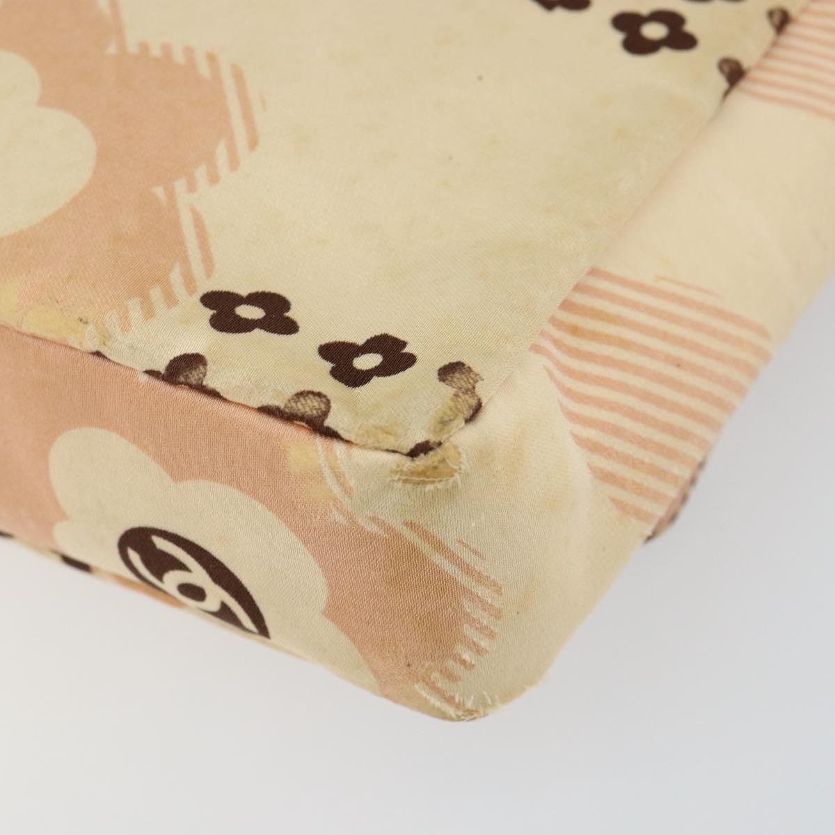 CHANEL Camelia Chain Shoulder Bag Satin Pink Gold CC Auth 141221