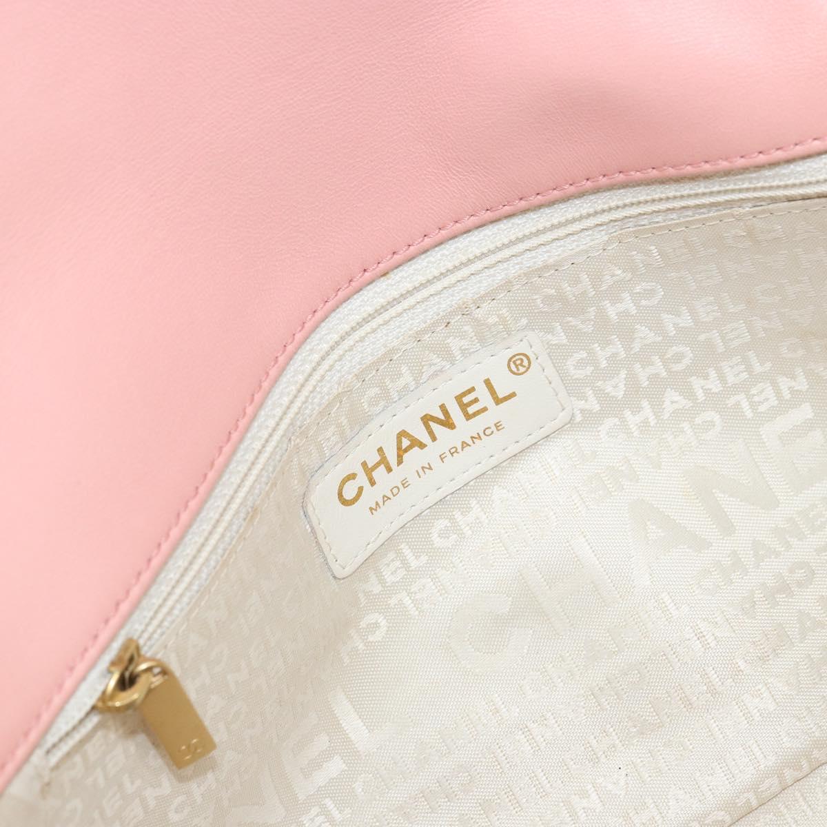 CHANEL Camelia Chain Shoulder Bag Satin Pink Gold CC Auth 141221