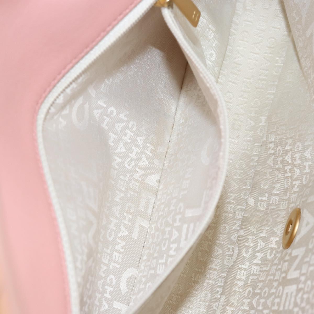 CHANEL Camelia Chain Shoulder Bag Satin Pink Gold CC Auth 141221